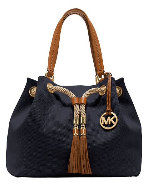 michael kors blue and white canvas bag|Michael Kors canvas tote handbags.